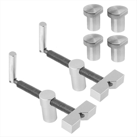 Woodworking Desktop Clip Fast Fixed Clip Quick Fixture Clamping Tool for 19MM Hole Woodworking Bench Dog Tool-Silver,2 x tabletop vises 4 x table card,Silver