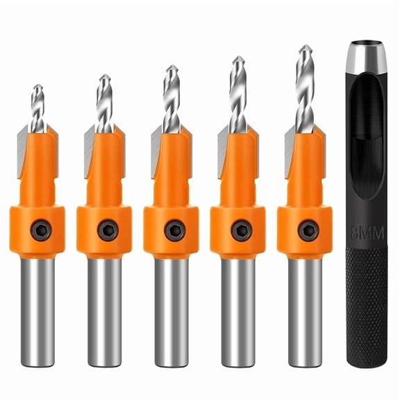 Woodworking Drill Bit Set - 5-Piece 2.8, 3, 3.2, 3.5, 4 mm HSS Bits with Hole Punch, OPP Bag Packaging
