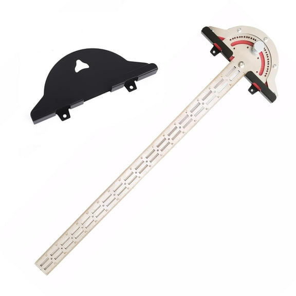 Woodworking Edge Measuring Ruler:Precision Angle Measuring Ruler with 0-70 Degrees Adjustable Protractor,Multi Woodworking Ruler,Clear Scales,Stainless,20 Inch,Thickness 1.5mm