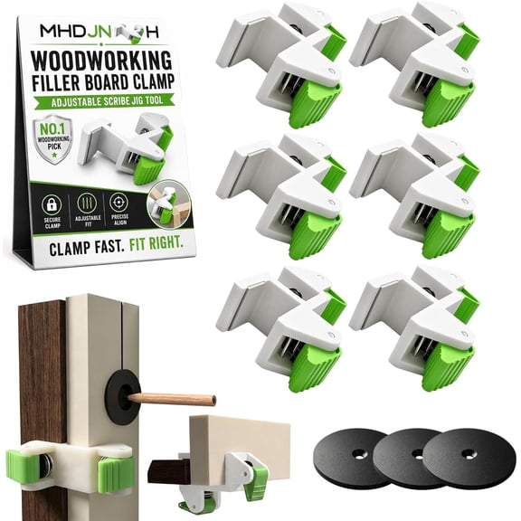 Woodworking Filler Board Installation Clamp, Adjustable Cabinet Scribe Jig with Non-Slip Pads, Fast Marking & Alignment Tool (6pcs)