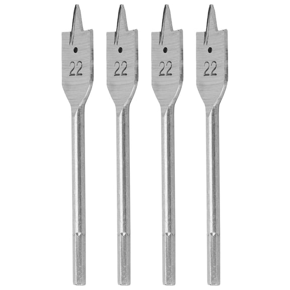 Woodworking Flat Drill Bits Set, 22mm Spade Boring Bits High Carbon Steel, 4Pcs for DIY Wood Projects