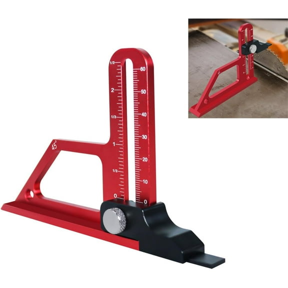 Woodworking Height Gauge, Depth Measuring Tool, Aluminum Alloy Table Saw Depth Measuring Ruler with Double Scale for Table Saw/Router/Drill Press