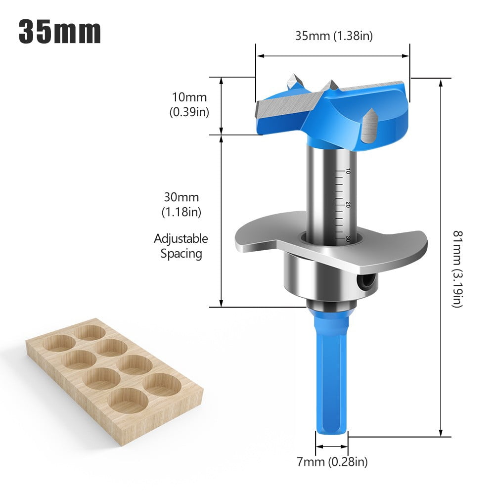Woodworking Hole Drill Carbide Hinge Boring Bit Set Flat Wing Drill