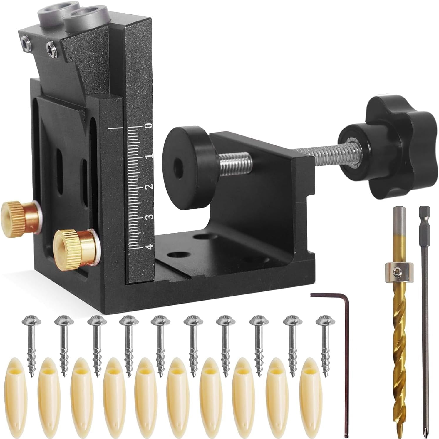 Woodworking Hole Puncher Adjustable Oblique Hole Locator with Metric and Imperial Calibration Aluminum Alloy Cabinet Plate Dowel Hole Jig System Set