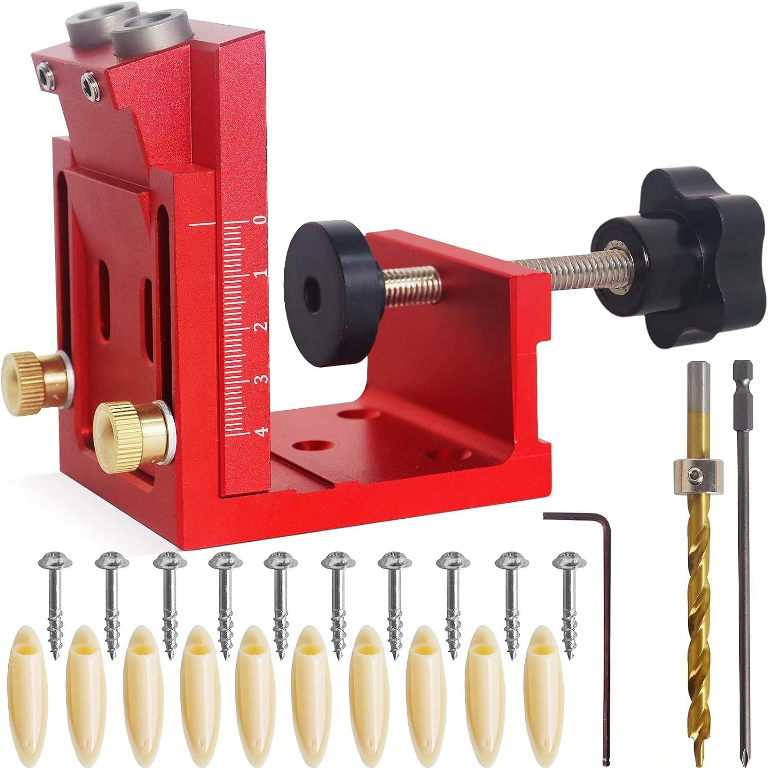 Woodworking Hole Puncher Adjustable Oblique Hole Locator with Metric and Imperial Calibration Aluminum Alloy Cabinet Plate Dowel Hole Jig System Set