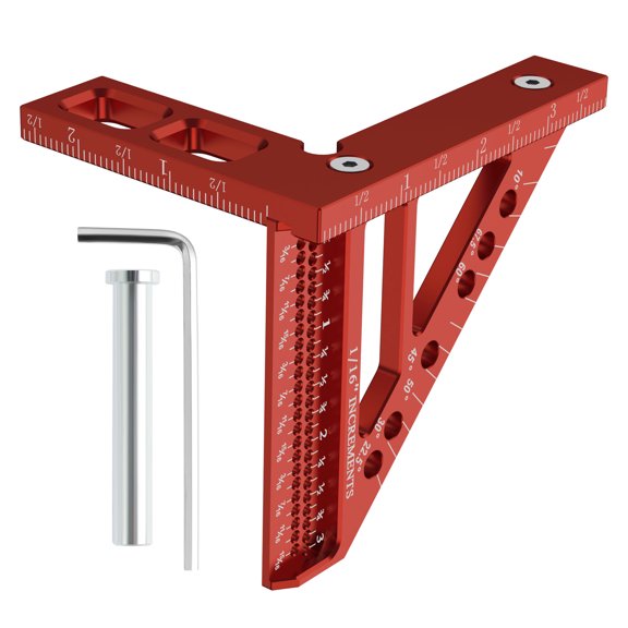Woodworking Multiangle Ruler Aluminum Alloy Triangle Ruler Precise Square Protractor Sturdy Carpenter Measuring Ruler Multipurpose Layout Measuring Tool for Woodworking 3.46x3.03x4.76 inch