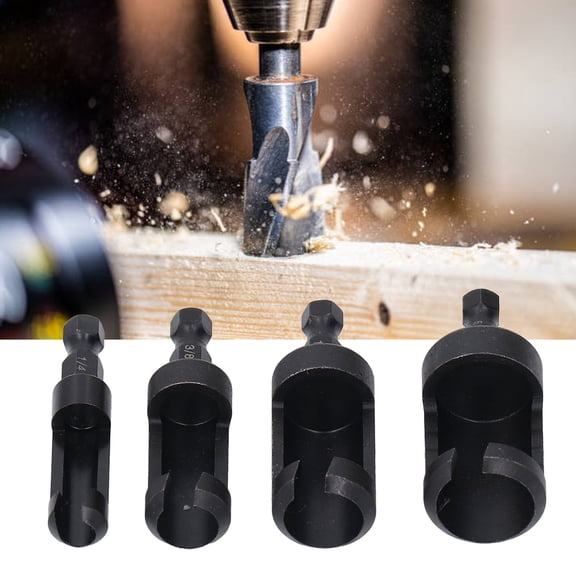 Woodworking Plug Cutter Bits, 1/4 3/8 1/2 5/8 Inch, Hex Shaft, Sturdy Carbon Steel Construction