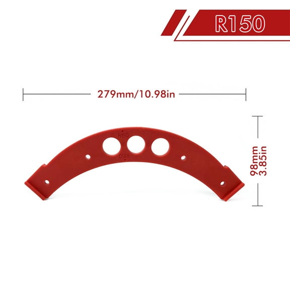 Woodworking Round Formold for Precise Inner and Outer Corner Trimming, Plastic Template with Double Limit Design for R-100 to R-300 Sizes, Red Tool for Cabinet and Furniture Making