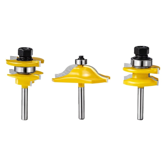 Woodworking Router Bits Set 3 Carbide Bits, 1/4 Inch Shank, Hard Shell Carrying Case