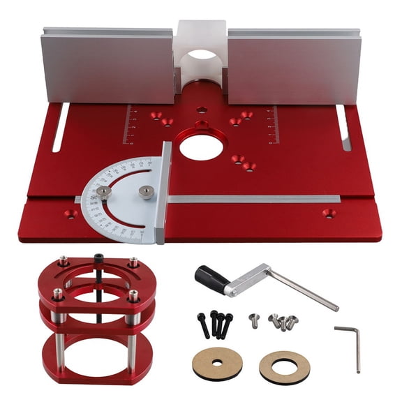 Woodworking Router Lift Kit Router Table Insert Plate Aluminum for 65mm Diameter Motors W/ Miter Gauge Guide and Bracket,1 x Woodworking Router Lift Kit,Red