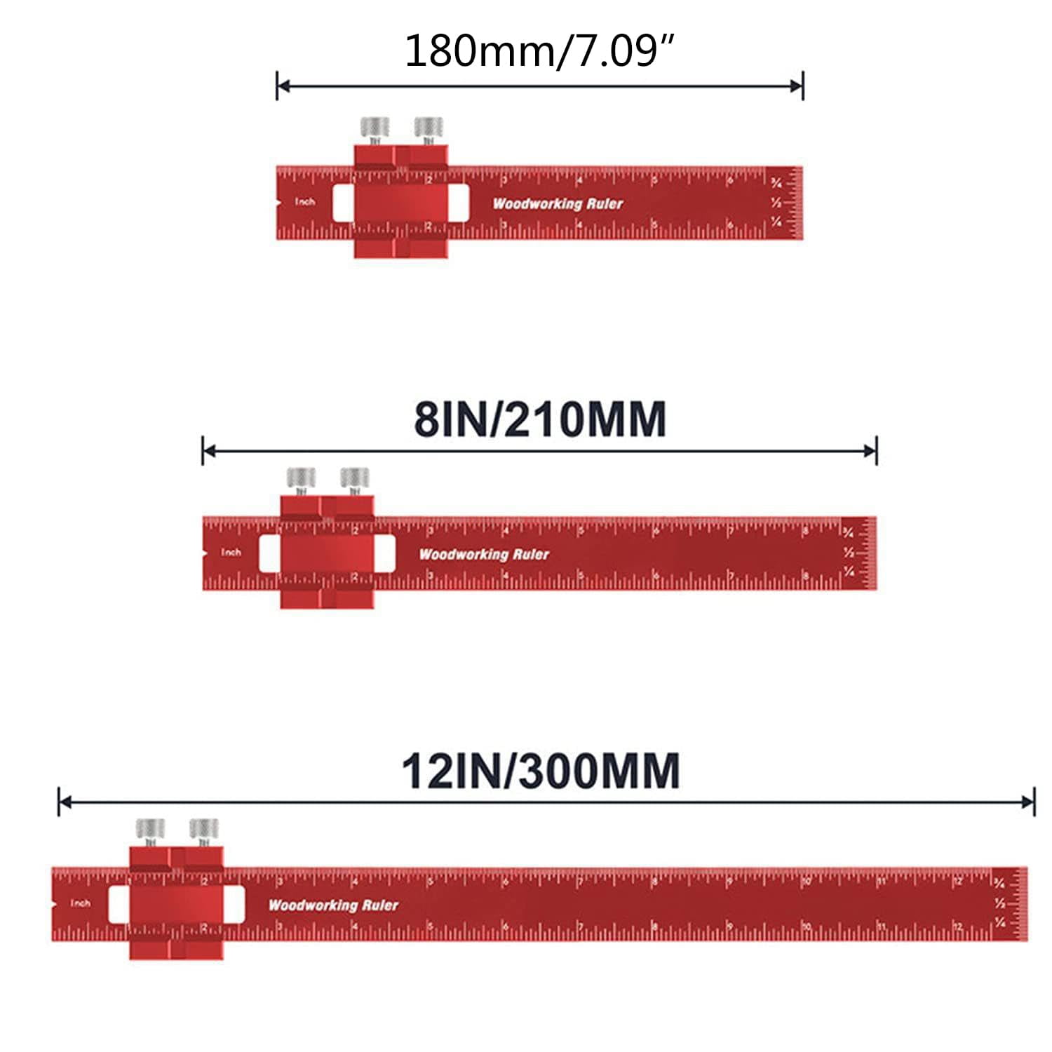 Steel Ruler Types Inches Woodworking Ruler 3 Pcs 6 8 12 Inch Precision Pocket Metal Slide Rule ...
