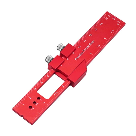 Woodworking Ruler, Pocket Metal Slide Stop Marking Ruler, Measuring Tools and Scribing Rulers, Square Ruler for Marking and Measuring