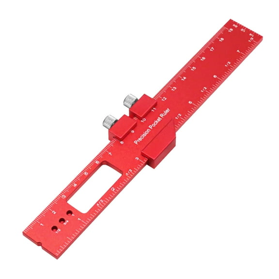 Woodworking Ruler, Pocket Metal Slide Stop Marking Ruler, Measuring Tools and Scribing Rulers, Square Ruler for Marking and Measuring