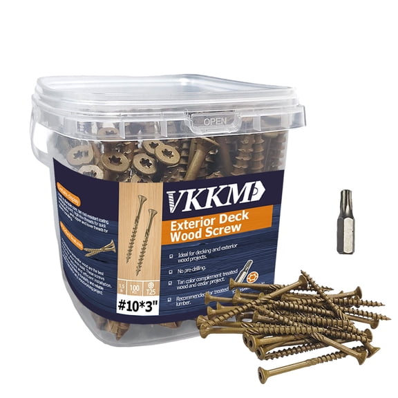 Woodworking Screws for Deck & Furniture  #8 x 1-1/2", #8 x 2", #10 x 3"  Rust-Resistant Epoxy Coat  Includes T25 Star Drive Bit