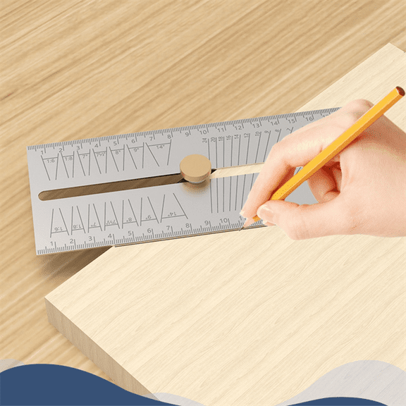 Woodworking Scribe Ruler Multi-Func Square Ruler Marking Gauge-Carpentry Measuring Layout Tool Adjustable Tilt Gauge