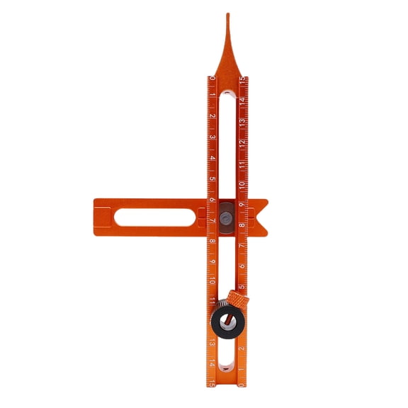 Woodworking Scribing Ruler - 4 Sided Magnetic Aluminum Alloy Marking Tool, Precision 18.00 in / 45.72 cm Layout Square for Carpentry and DIY
