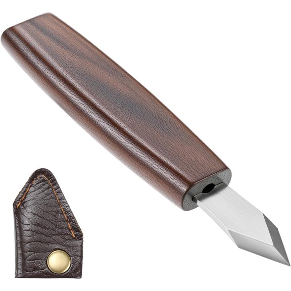 Woodworking Scribing Tool with Protective Leather Cover, Precision Double-Bevel Marking Chisel, High-Carbon Steel Wood Chisel