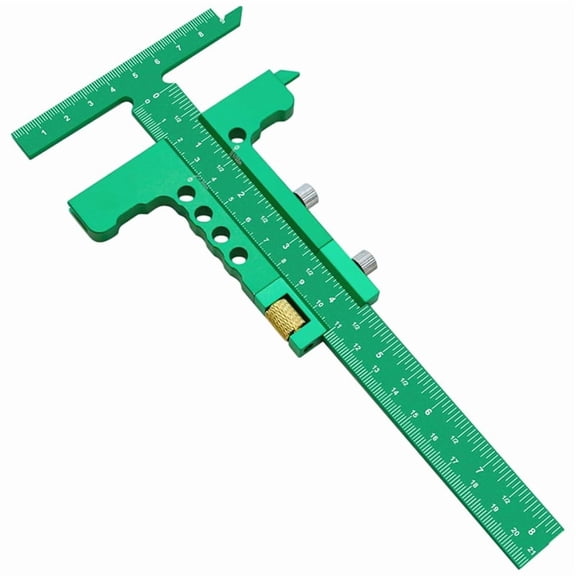 Woodworking Sliding Square Ruler with Adjustable Aluminum Alloy Marking Gauge, Green