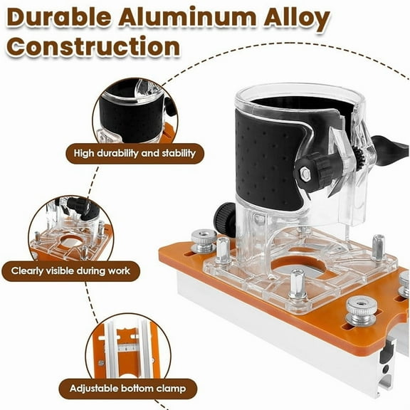 Woodworking Slotting Bracket, Adjustable Clamping Router Base, Durable Aluminum Auxiliary Positioning Tool, Perfect for DIY Woodworking, Precision Milling and Trimming Projects