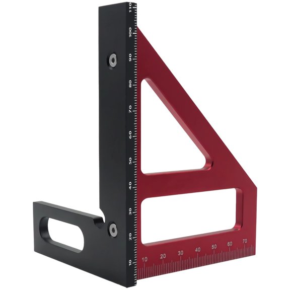 Woodworking Square, Aluminum Alloy Black and Red Triangle Ruler, Accurate Layout Measuring Tool, Woodworking