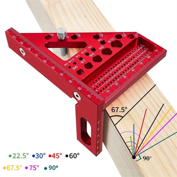 Woodworking Square Carpenters Square Precision Square Red Anodized Aluminum Angle Finder Tool for Edge Marking Joinery Cabinet Making Workshop Accessory 1 Pack
