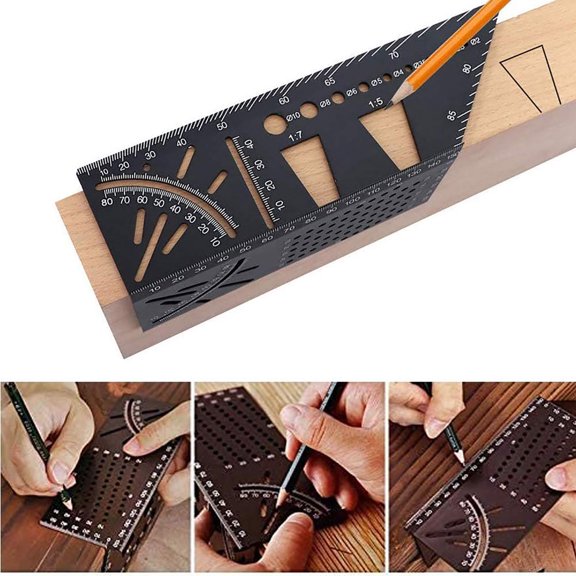 Woodworking Square Size Measure Ruler 3D Angle Measuring Tool 45/90 Carpenter's Layout Ruler Gauge Woodworking Accessories For Men Dad Father Husband52963