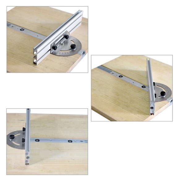 Woodworking Table Saw Adjustable Angle Ruler Miter Gauge with Track Stop Backer D