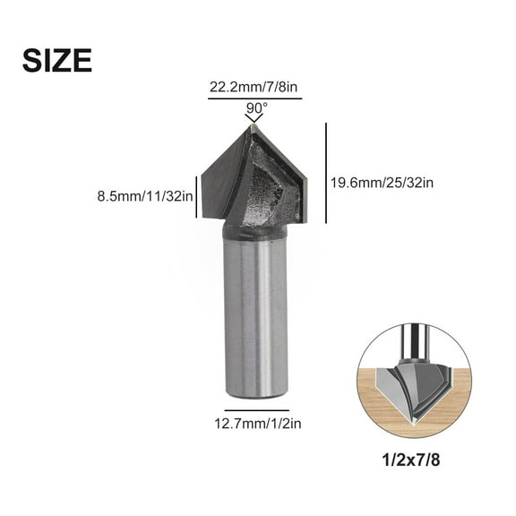 Woodworking Tool Diamond V Type Mdf Router Bit Pcd Cnc Wood Milling Cutter Lathe B