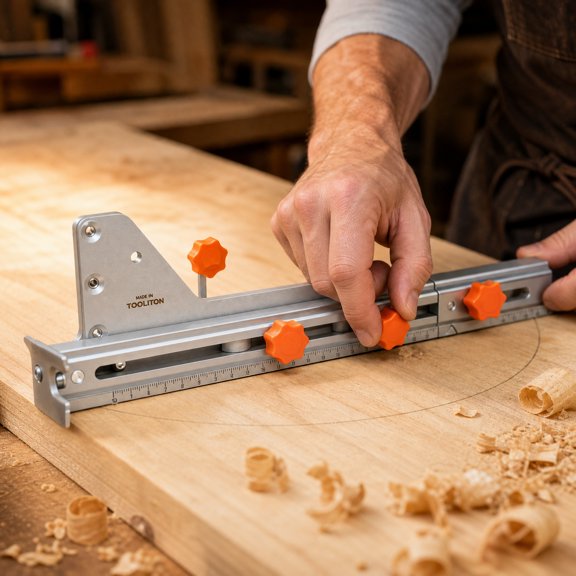 Woodworking Tool, Router Circle Cutting Jig, Circular Saw Guide, Aluminum Cutting Jig, 13X6 Inch Size with Built-In Protractor Scale for Accurate Board Cutting and Wood Trim