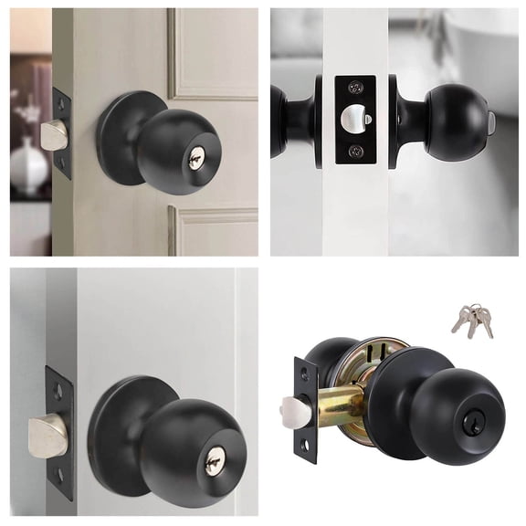 Woodworking Tools Black Entry Door Lockset with Keyed Knobs – Flat Keyed Entrance Lock Set 1 Pack for Secure Home, Black
