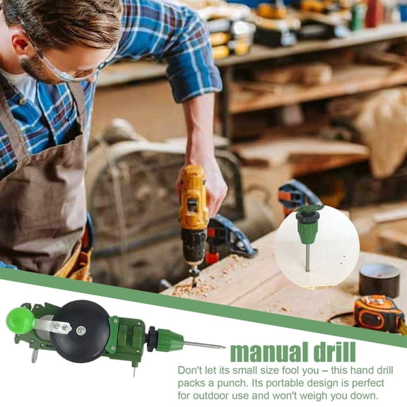 Woodworking Tools Compact Cordless Drill for Hobbyists and Model Makers Portable Hand Drill with Punching Capability and Hand Crank Option for Woodworking Projects,26X14CM,Green