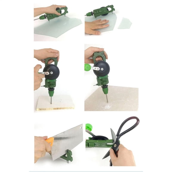Woodworking Tools Cordless Drill for Crafting and Portable Hole Punching | Hand Crank Hand Drill Compact Power for Wood Model Making, 26 cm×14 cm, Green