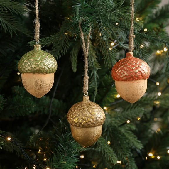 Woody Acorns Wooden Hazelnut Pendant Christmas Tree Ornament 8x5.8cm Foam Hanging Decoration for Holiday Decor,Gold 1Pcs JASKFLY