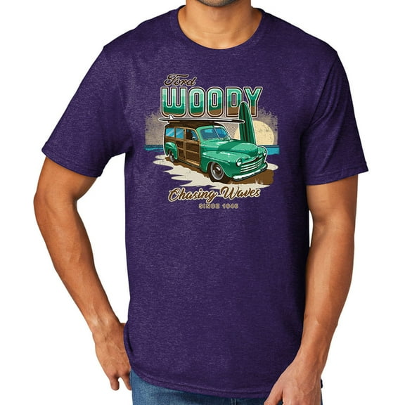 Woody Chasing Waves Men's TriBlend Tee Shirt, Small Team Purple Heather