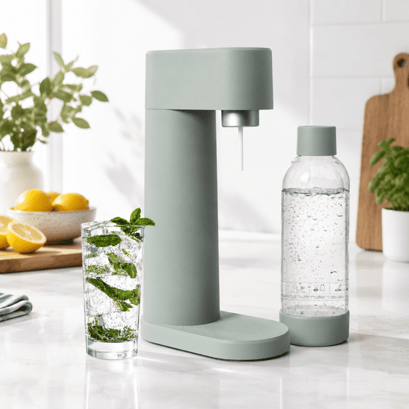 Woody Sparkling Water Maker Kit, Sage Green - Woody, 17.28 x 12.28 x 5.87 in