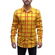 MYPARTYSHIRT Woody Striped Shirt Adult Toy Story Movie Costume Button Down Up Sheriff Cowboy