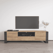 Woody TV Stand for TVs up to 75", Modern High Gloss 71" Entertainment Center, TV Media Console with Storage Cabinets