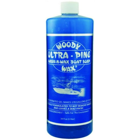 Woody Wax Ultra Pine Wash N Wax Boat Soap Removes Salt Deposits 34 Oz WSH32