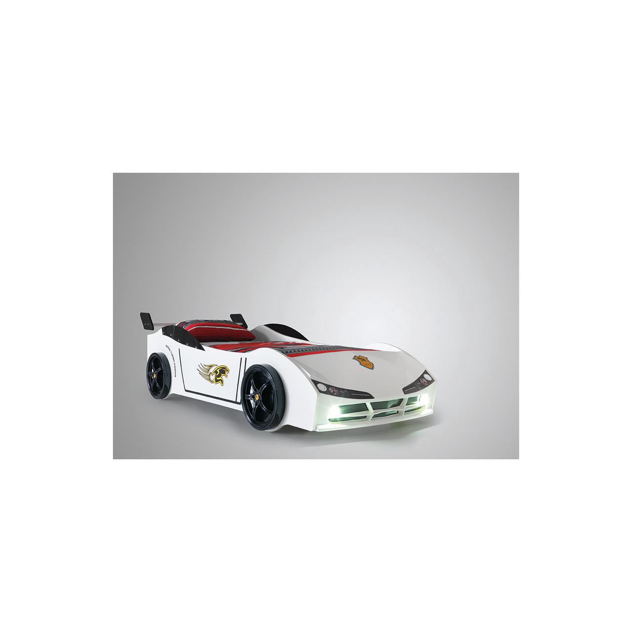 Woody White Twin Car Bed
