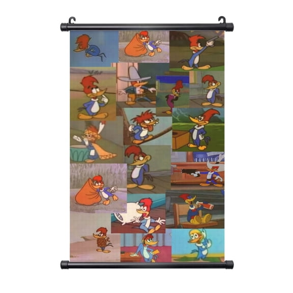 Woody Woodpecker Hanging Poster Plastic Shaft Canvas Wall Hanging Banner Wall Art Painting Artwork Decor For Home Living Room Bedroom Office 20"X30"