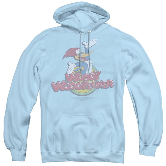 Woody Woodpecker Retro Fade Adult Pullover Hoodie Sweatshirt Light Blue