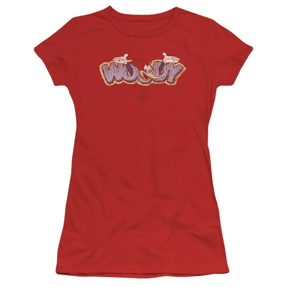 Woody Woodpecker Sketchy Bird S/S Junior Women's T-Shirt Sheer Red