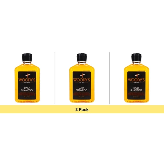 Woody's Daily Shampoo, Woodsy Scent, 12 oz - 3 Pack Bundle