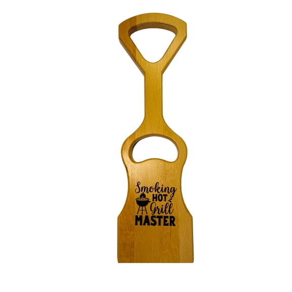 Woody's Wooden Grill Scraper W/Bottle Opener(Smoking Hot Grill Master Engraving) | BBQ Cleaning