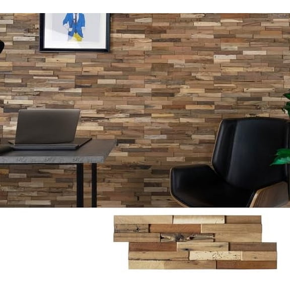 WoodyWalls 3D Reclaimed Barn Wood Wall Panels | DIY Glue and Nails Installation | Premium Set of 10 Panels (9.5 sq. ft. per Box) Original Rustic$$Tools & Hardware Other