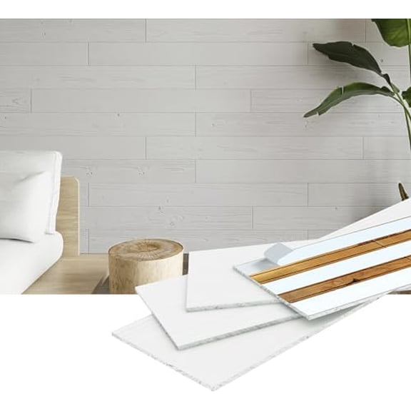 WoodyWalls Peel and Stick Wood Planks | Premium Set of 12 Real Wood Wall Panels (19.5 sq. ft. per Box) Santorini (Pure White)$$Tools & Hardware Other