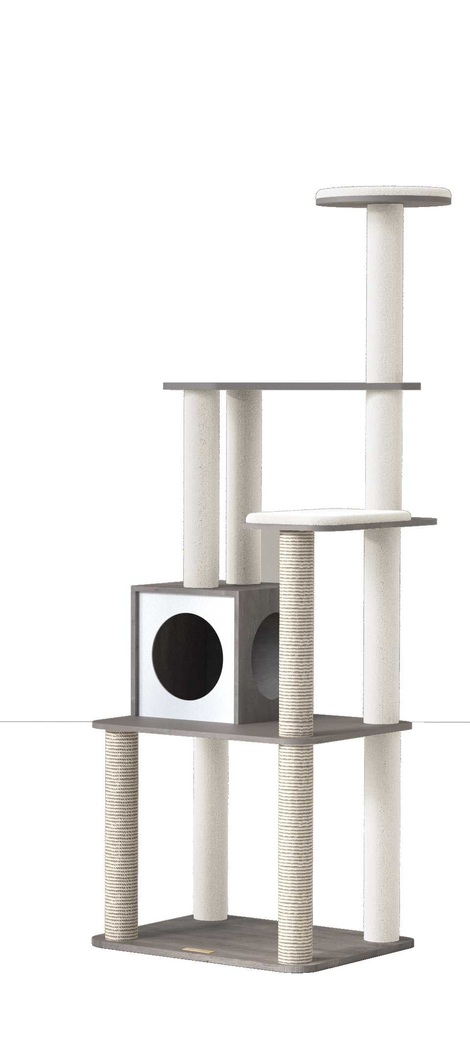 WoodyWonders Cat Tree, 65-Inch Modern Cat Tower for Indoor Cats, Multi-Level Cat Condo with Scratching Posts, Cat Furniture, Gray