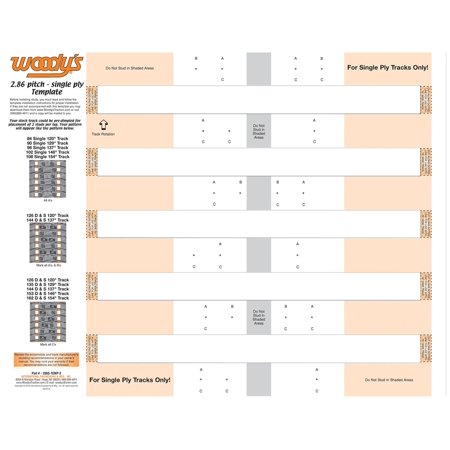 Woodys 286 Pitch Studding Template for Single-Ply Track Studding (286S-TEMP-2)