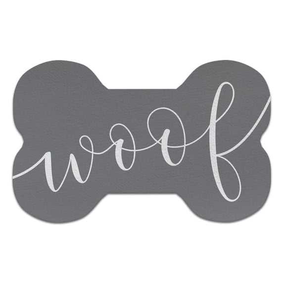 Woof Dog Bone Shaped Rug  Pet Feeding Mat or Decorative Accent