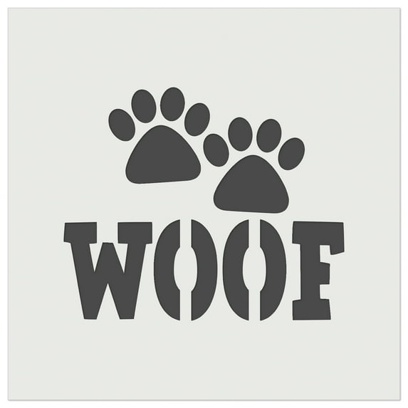 Woof Dog Paw Prints Fun Text DIY Cookie Wall Craft Stencil - 11.5 Inch